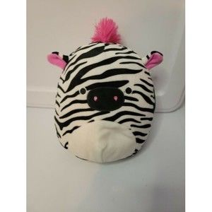 10" Squishmallow Kellytoy Tracey the Zebra Black White Striped w/ Hot Pink Mane